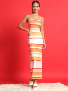 MAZIE Striped Strapless Bodycon Maxi Dress
