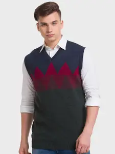 ColorPlus V-Neck Geometric Sweater Vest