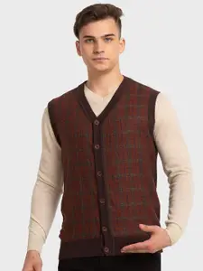 ColorPlus Checked V-Neck Cardigan Sweater