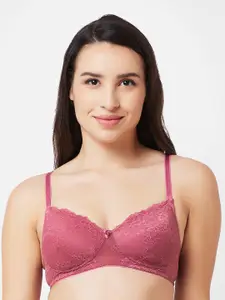 Candyskin Floral Lace Medium Coverage Lightly Padded All Day Comfort Nylon Everyday Bra