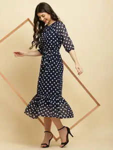 SQew Polka Dot Printed A-Line Dress