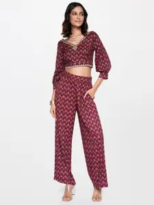 Global Desi Printed V-Neck Top & Palazzos