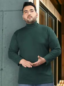 CHKOKKO Plus Size High Neck Cotton T-shirt