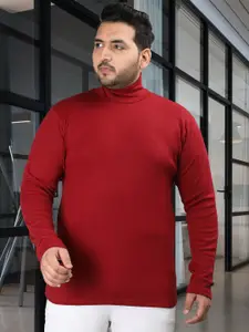 CHKOKKO Plus Size High Neck Cotton T-shirt