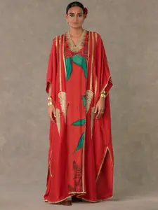 Masaba Floral Printed Candy Swirl Patchwork Extended Sleeves Swirl Kaftan Maxi Dress