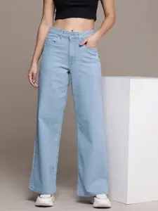 The Roadster Life Co. Women Baggy Wide Leg Light Fade Stretchable Jeans