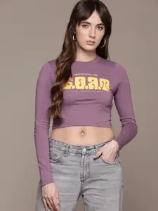 The Roadster Lifestyle Co. Printed Slim Fit Crop T-shirt