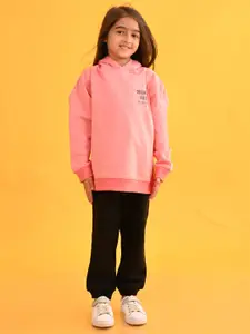 Anthrilo Girls Printed Hooded T-shirt with Trousers