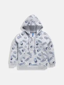GAME BEGINS Boys Typography Printed Hooded Pullover