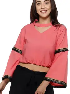 RIVI Bell Sleeves Cut-Outs Crop Top