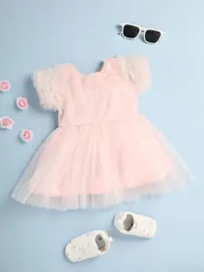 V-Mart Infants Girls Self Design Fit & Flare Dress