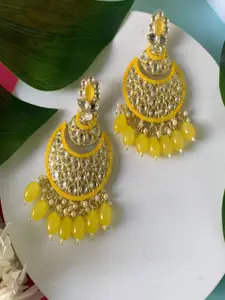 I Jewels Gold-Plated Kundan Contemporary Chandbalis Earrings