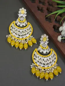 I Jewels Gold-Plated Kundan Contemporary Chandbalis Earrings