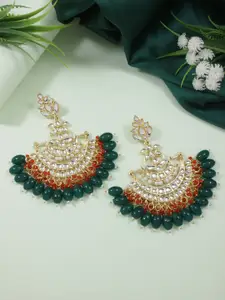 I Jewels Gold-Plated Kundan Contemporary Chandbalis Earrings