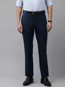 Park Avenue Men Self Design Mid-Rise Textured Smart Slim Fit Formal Trousers