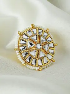 PANASH Gold Plated Solitaire Adjustable Finger Ring