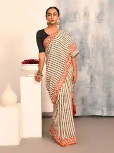 Indethnic Ethnic Motifs Printed Pure Cotton Bagru Saree