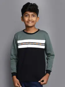 V-Mart Boys Colourblocked Round Neck Long Sleeve Cotton Pullover Sweatshirt