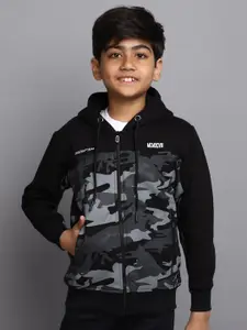 V-Mart Boys Camouflage Printed Hooded Front-Open Sweatshirt