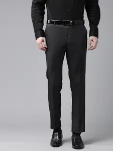 Park Avenue Men Self-Striped Smart Slim Fit Low-Rise Trousers