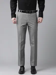 Park Avenue Men Checked Smart Fit Low-Rise Trousers