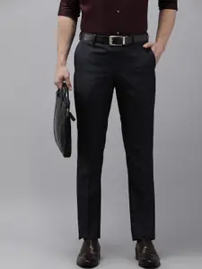 Park Avenue Men Checked Smart Slim Fit Low-Rise Formal Trousers
