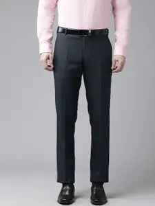 Park Avenue Men Self-Checked Smart Slim Fit Low-Rise Trousers