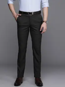 Raymond Men Self Design Mid-Rise Textured Slim Fit Formal Trousers