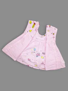 Born Babies Infants Girls Pink Print Fit & Flare Dress