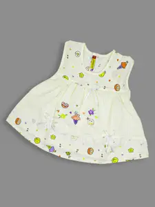 Born Babies Infants Girls Conversational Printed Cotton A-Line Dress