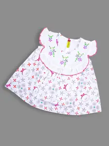 Born Babies Infants Girls Print Flutter Sleeve A-Line Dress
