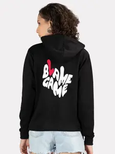 Mad Over Print Typography Printed Hooded Fleece Pullover