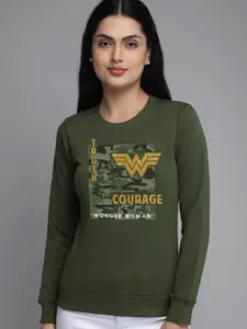 Free Authority Wonder Woman Printed Round Neck Sweatshirts