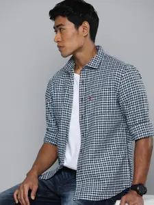 Levis Men Slim Fit Grid Tattersall Checked Pure Cotton Casual Shirt