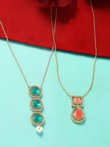 Zaveri Pearls Set Of 2 Gold-Plated Necklace