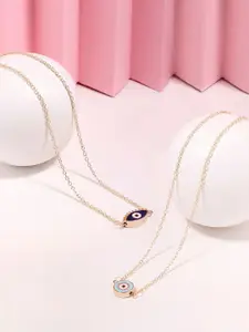 Zaveri Pearls Set Of 2 Gold-Plated Enamelled Necklace