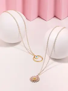 Zaveri Pearls Set Of 2 Gold Plated Enamelled Necklace