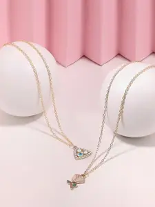 Zaveri Pearls Set Of 2 Gold-Plated Enamelled Necklace