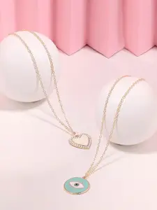 Zaveri Pearls Set Of 2 Gold Plated Enamelled Necklace