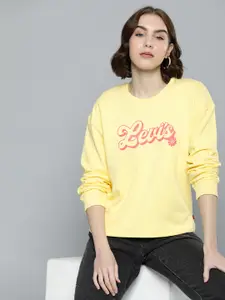 Levis Brand Logo Printed Drop Shoulder Sleeves Pure Cotton Sweatshirt