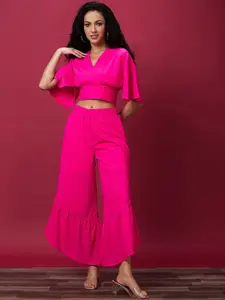 Globus V-Neck Crop Top & Trousers Co-Ords