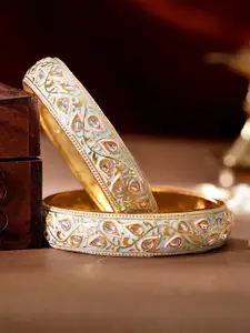 Rubans Set Of 2 22K Gold-Plated Kundan-Studded Bangles
