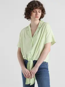 ONLY Lapel Collar Casual Shirt With Tie Up Detail