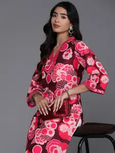 Varanga Women Floral Printed Flared Sleeves Sequinned Kurta