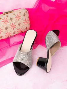 Trendigo Embellished Open Toe Block Heels