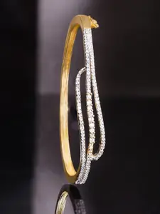 Rubans 22K Gold Plated Cubic Zirconia Studded Bangle-Style Bracelet