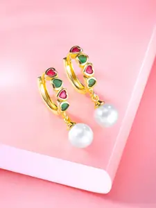 Peora Gold Plated Contemporary Cubic Zirconia Hoop Earrings