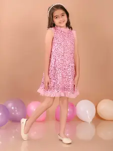 LilPicks Girls Sequined A-Line Party Dress