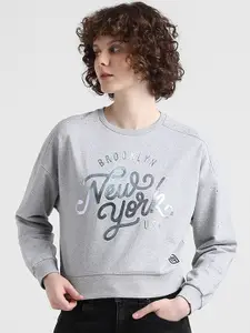 ONLY Typography Printed Pure Cotton Pullover Sweatshirt