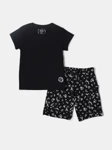 Jockey Girls Super Combed Cotton Printed Relaxed Fit Shorts & T-shirt Set-RG11